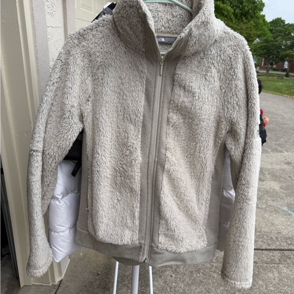 The North Face Plush Full-Zip Jacket in Light Beige